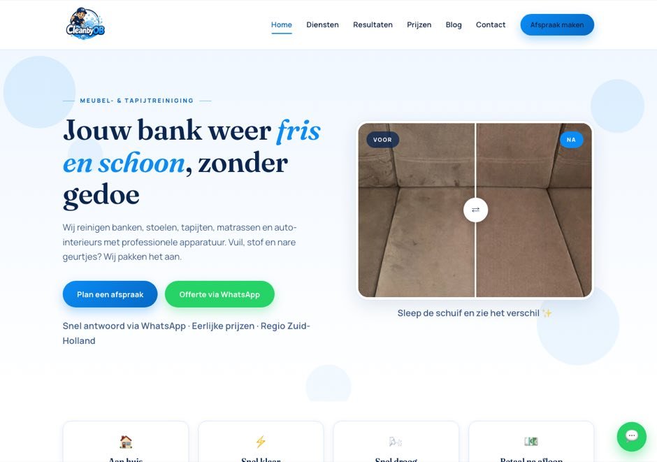 CleanByOB homepage